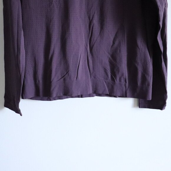Women's Sz M Purple Activewear Crewneck Stretch Long Sleeve T-Shirt Top - Picture 9 of 11